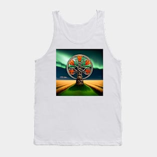 Celtic Tree illuminated by Northern Lights Tank Top